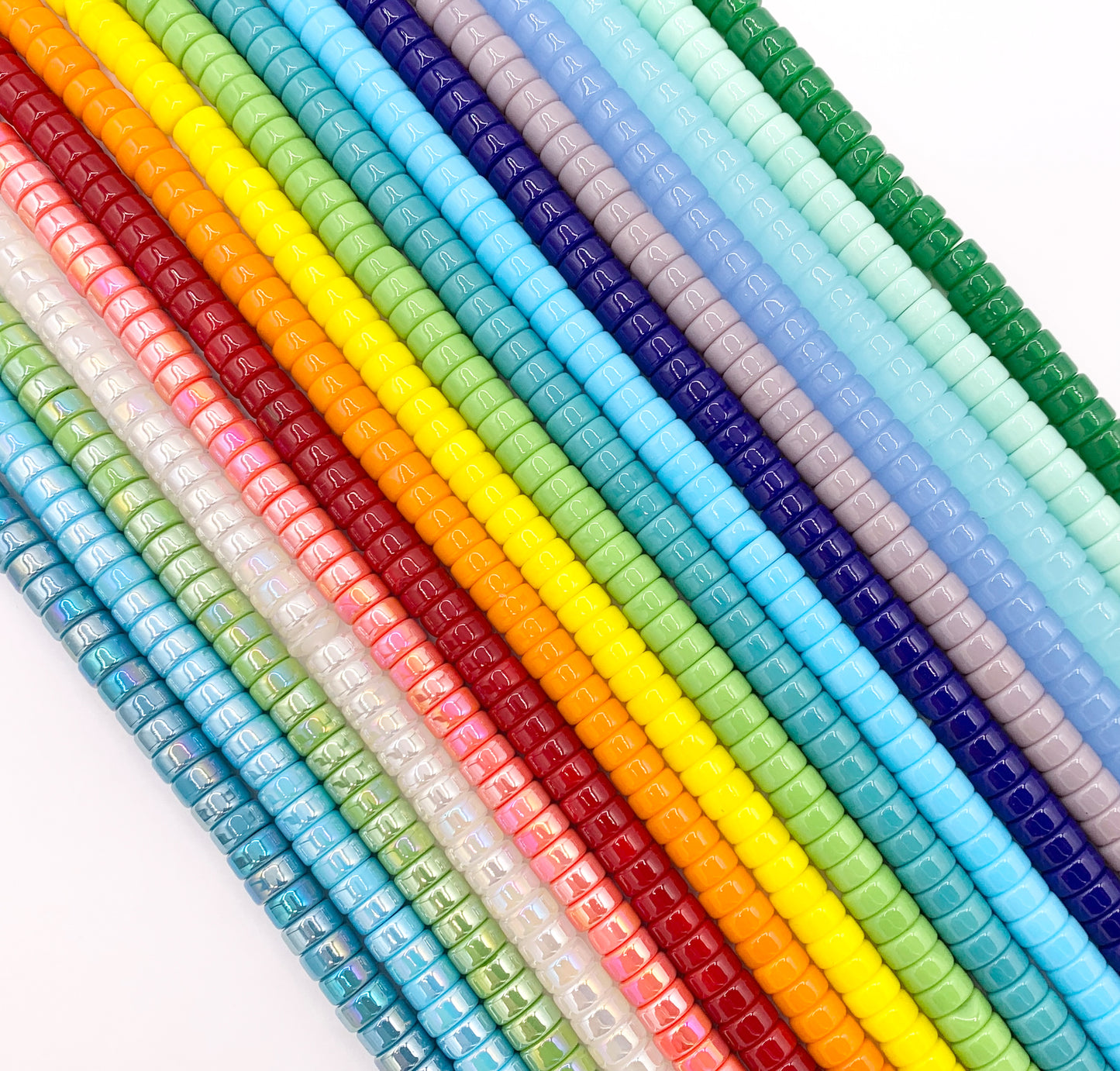 3x6mm Heishi Shiny Colorful Glass Beads For Jewelry Making Around 14-15" Price 1 Strand