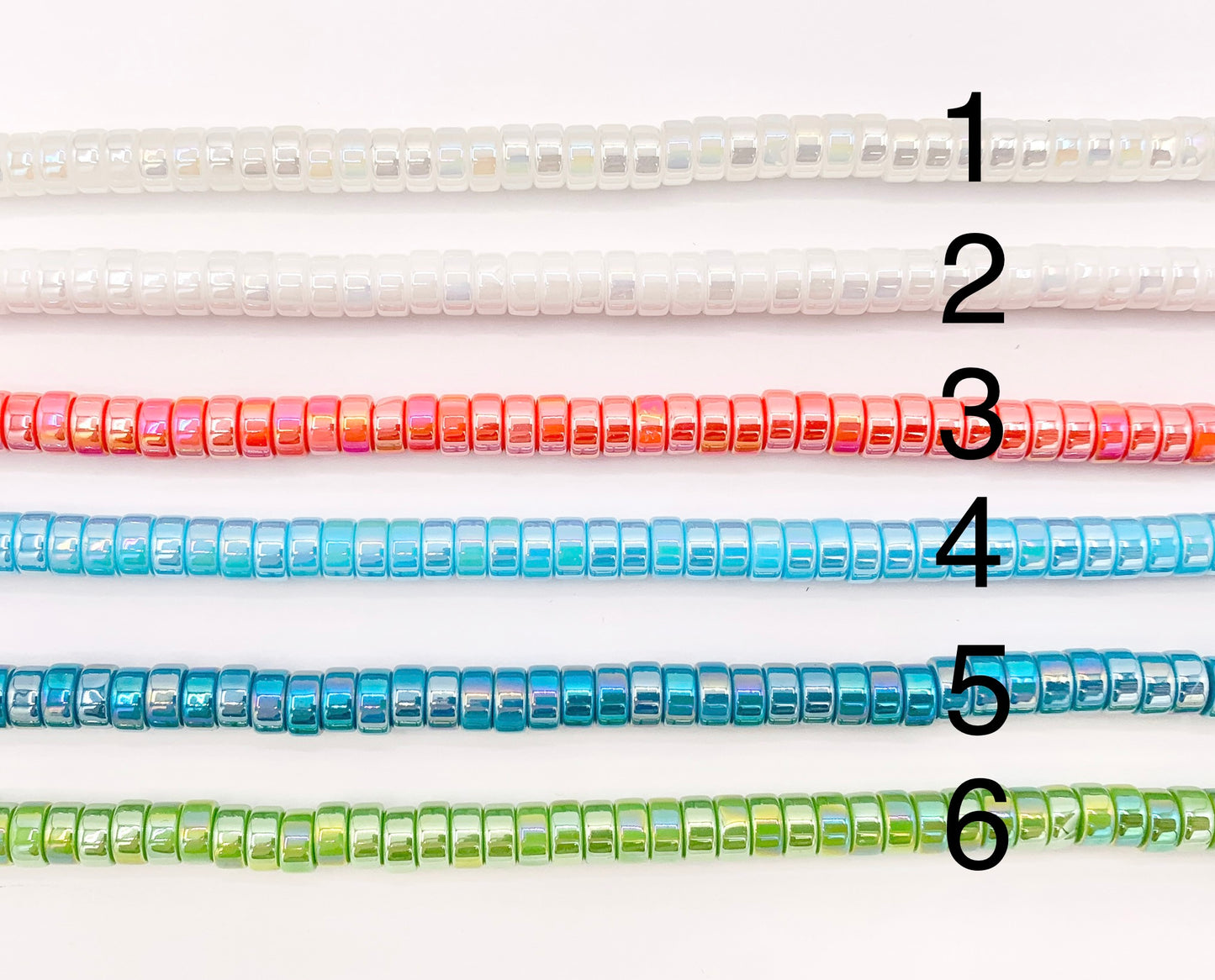 3x6mm Heishi Shiny Colorful Glass Beads For Jewelry Making Around 14-15" Price 1 Strand