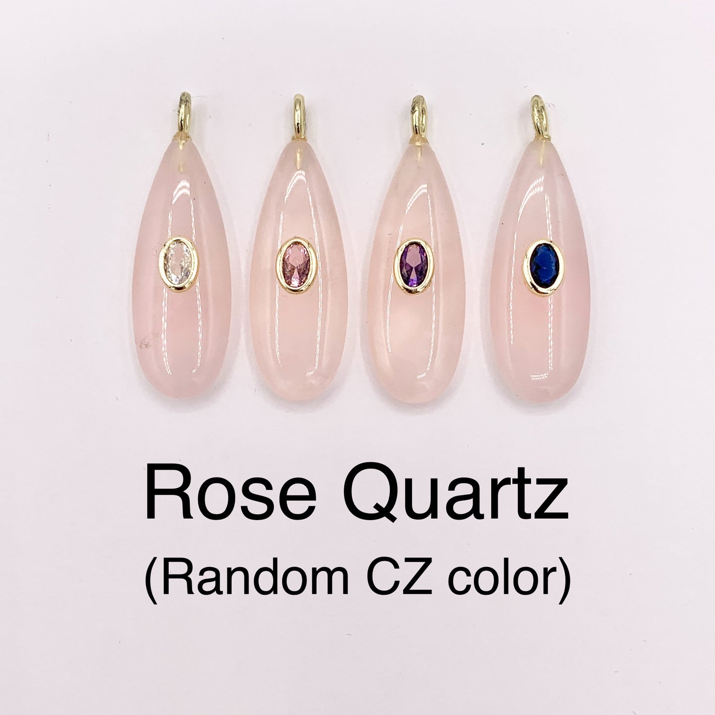 13x35mm Natural Gemstone Puffy Teardrop Shape Charm with Colorful CZ Pave | Amethyst/ Lapis/ Black Obsidian/ Tiger's Eye & More 1 PC