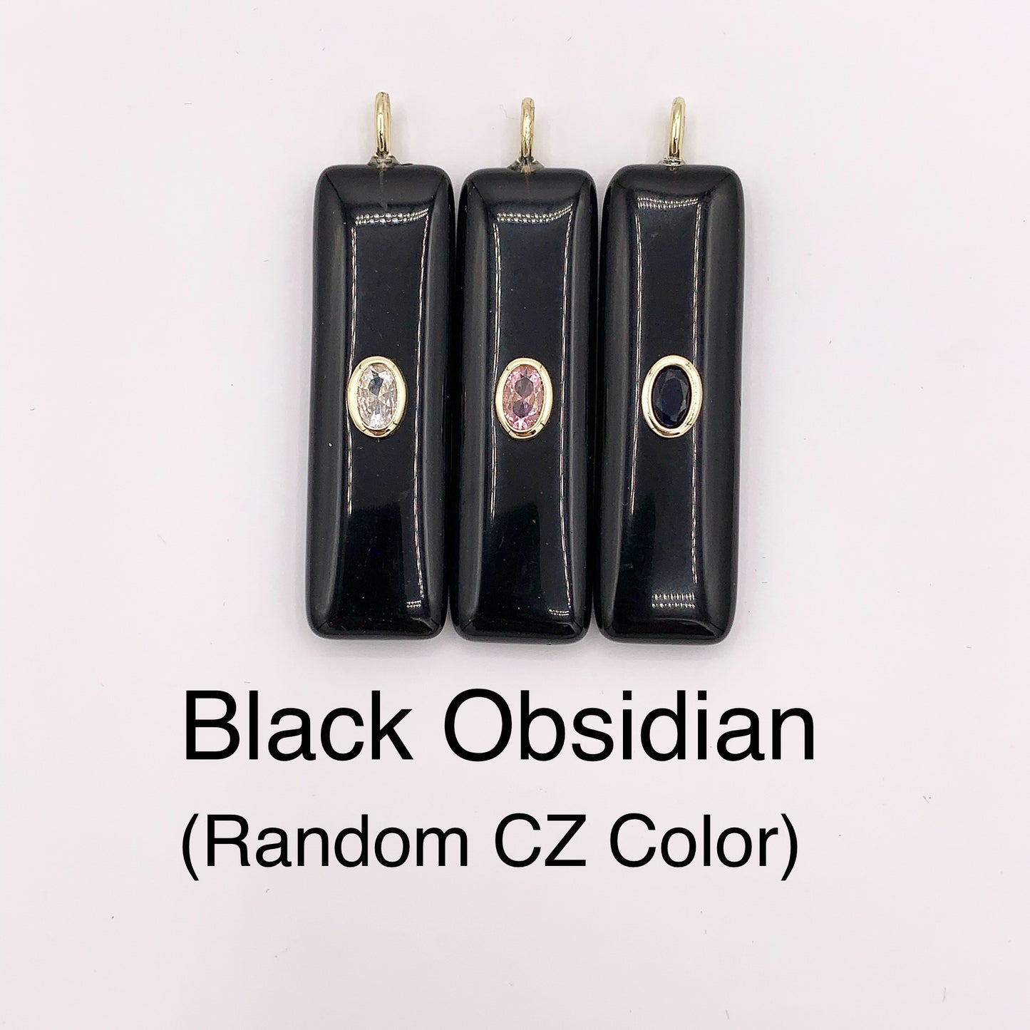 13x45mm Natural Gemstone Puffy Rectangle Shape Charm with Colorful CZ Pave | Amethyst/ Lapis/ Black Obsidian/ Tiger's Eye & More 1 PC