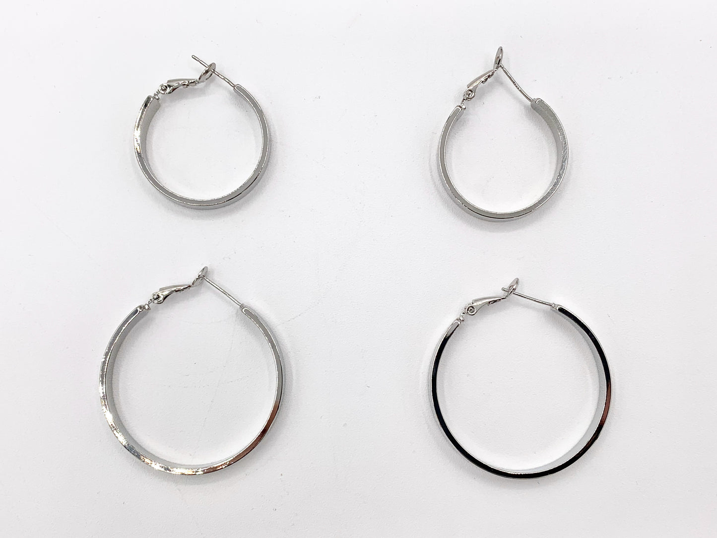 2 Sizes Simple Plain Hoop Earrings Real 18K Gold/Platinum Plated Over Copper 3 PAIRS