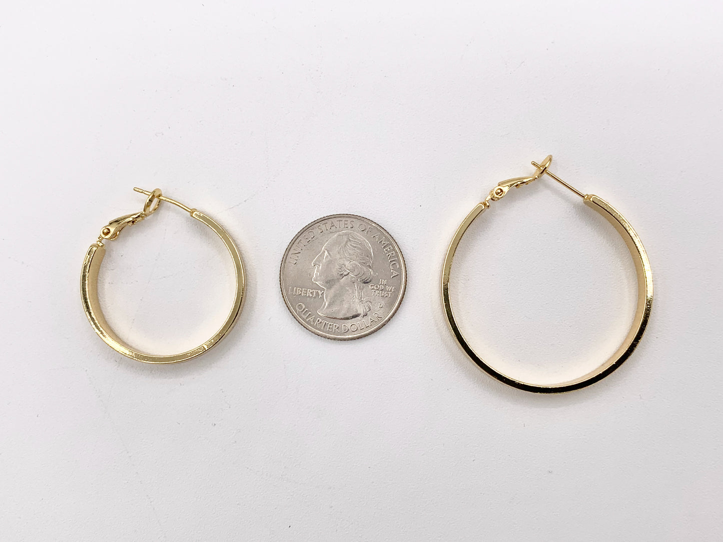 2 Sizes Simple Plain Hoop Earrings Real 18K Gold/Platinum Plated Over Copper 3 PAIRS
