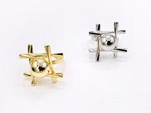 Cargar imagen en el visor de la galería, Unique Designs Tic Tac Toe Inspired Adjustable Rings Real Gold/Platinum 18K Plated Copper 4PCS
