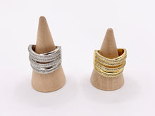 Cargar imagen en el visor de la galería, Thick Wrap Adjustable Ring in Real Gold/Platinum 18K Plated Copper CZ Pave 3PCS
