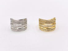 Cargar imagen en el visor de la galería, Thick Wrap Adjustable Ring in Real Gold/Platinum 18K Plated Copper CZ Pave 3PCS
