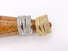 Load image into Gallery viewer, Thick Wrap Adjustable Ring in Real Gold/Platinum 18K Plated Copper CZ Pave 3PCS
