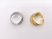 Cargar imagen en el visor de la galería, Thick Wrap Adjustable Ring in Real Gold/Platinum 18K Plated Copper CZ Pave 3PCS
