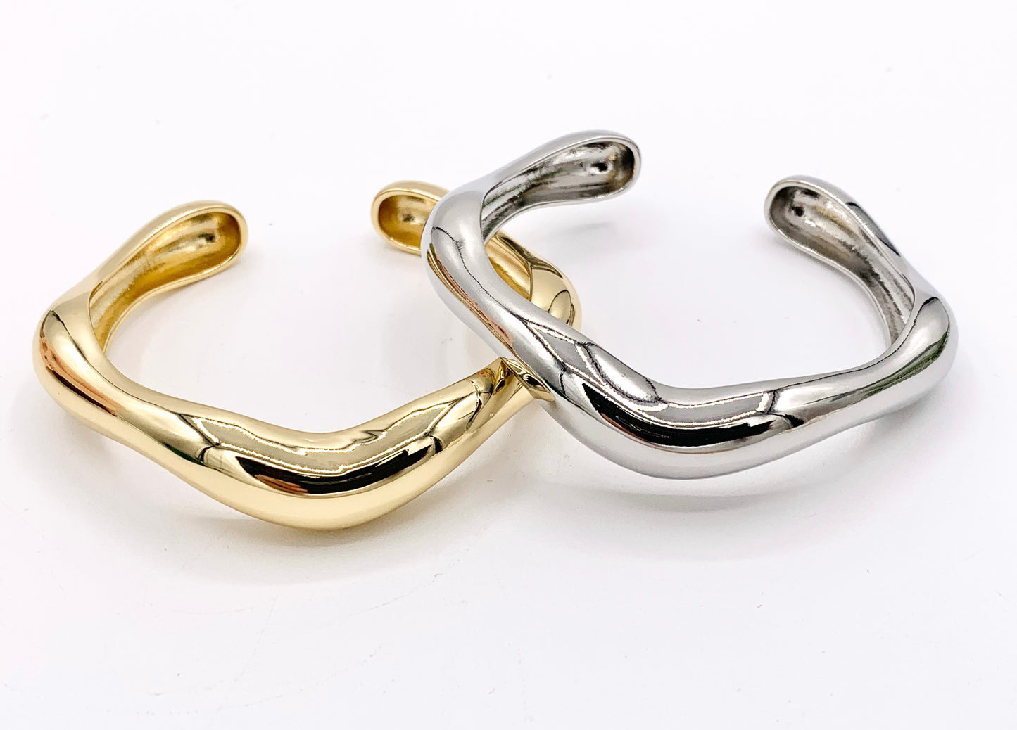 Chunky Thick Freeform Plain Adjustable Bracelet Cuffs in 18K Gold Plating or Silver Plating 1PC