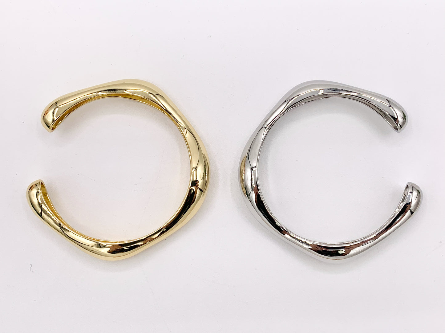 Chunky Thick Freeform Plain Adjustable Bracelet Cuffs in 18K Gold Plating or Silver Plating 1PC