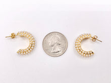 Cargar imagen en el visor de la galería, Real Gold/Silver 18K Pearl Earring Half Curved Hoop 3 PAIRS
