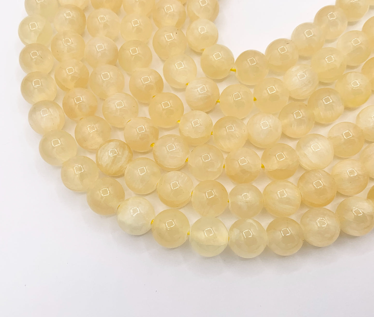 Natural Pastel Yellow Quartzose Jade Round Smooth Shiny Natural Stone Beads 6mm 8mm 10mm 12mm Around 15"