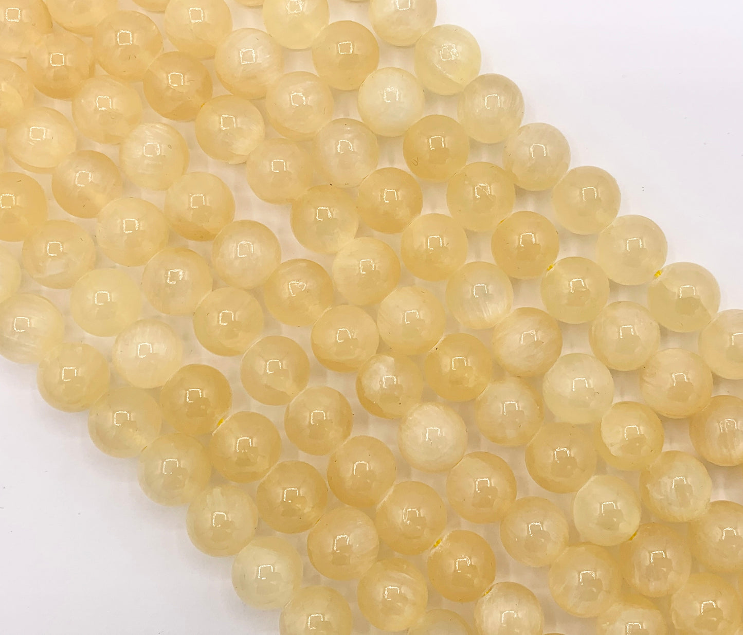 Natural Pastel Yellow Quartzose Jade Round Smooth Shiny Natural Stone Beads 6mm 8mm 10mm 12mm Around 15"
