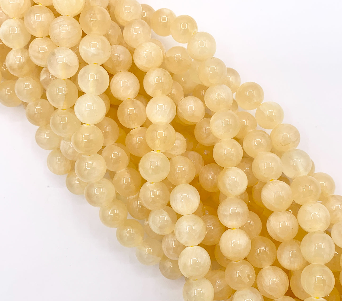 Natural Pastel Yellow Quartzose Jade Round Smooth Shiny Natural Stone Beads 6mm 8mm 10mm 12mm Around 15"