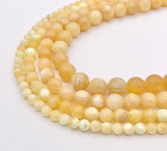 Natural Yellow Jade Round Smooth Shiny Natural Stone Beads 6mm 8mm 10mm 12mm Around 15"