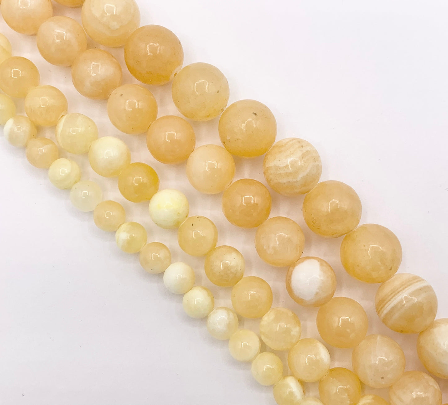 Natural Yellow Jade Round Smooth Shiny Natural Stone Beads 6mm 8mm 10mm 12mm Around 15"
