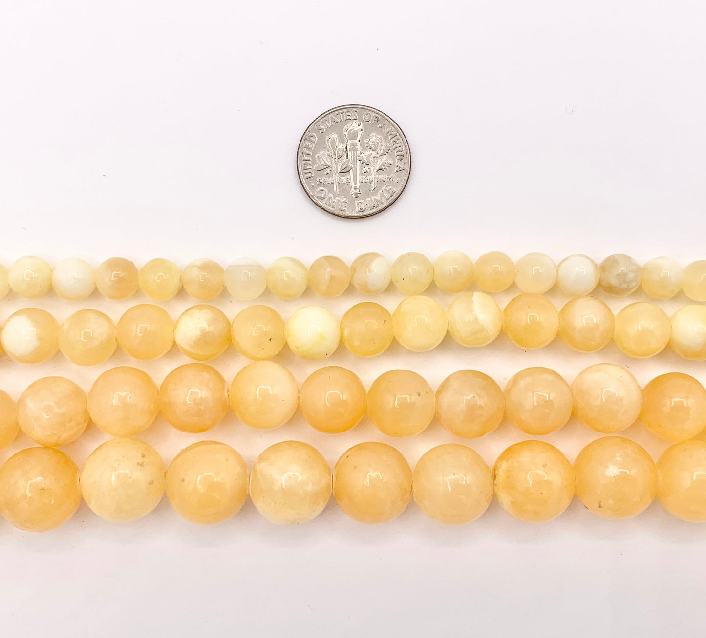 Natural Yellow Jade Round Smooth Shiny Natural Stone Beads 6mm 8mm 10mm 12mm Around 15"