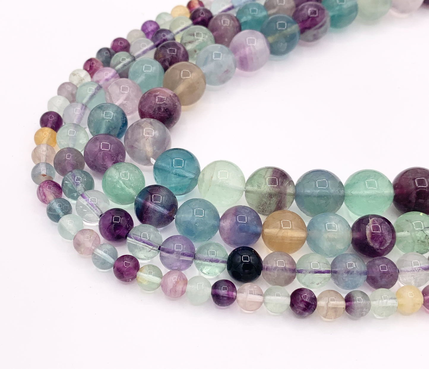 Natural Fluorite Round Smooth Shiny Natural Gemstone Beads 6mm 8mm 10mm 12mm 15.5"