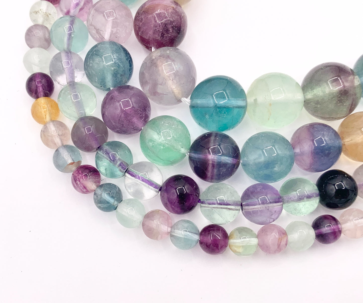 Natural Fluorite Round Smooth Shiny Natural Gemstone Beads 6mm 8mm 10mm 12mm 15.5"