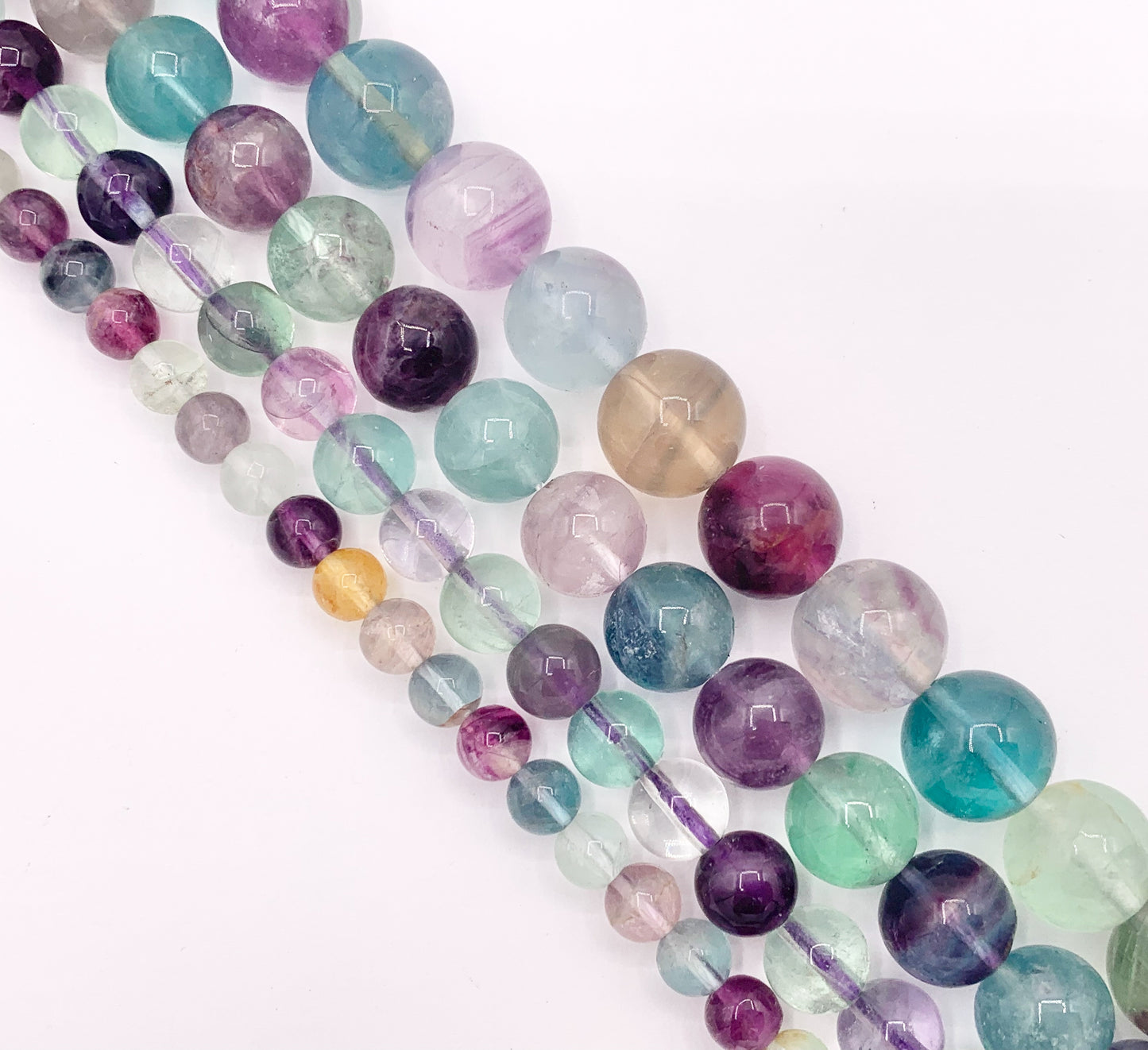 Natural Fluorite Round Smooth Shiny Natural Gemstone Beads 6mm 8mm 10mm 12mm 15.5"