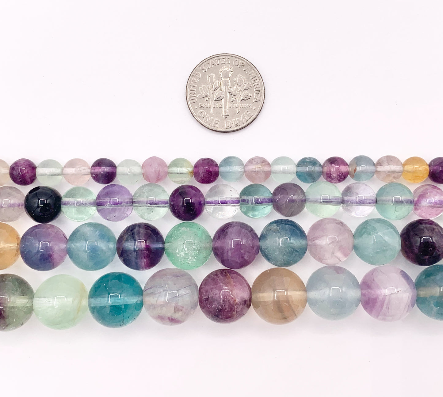 Natural Fluorite Round Smooth Shiny Natural Gemstone Beads 6mm 8mm 10mm 12mm 15.5"