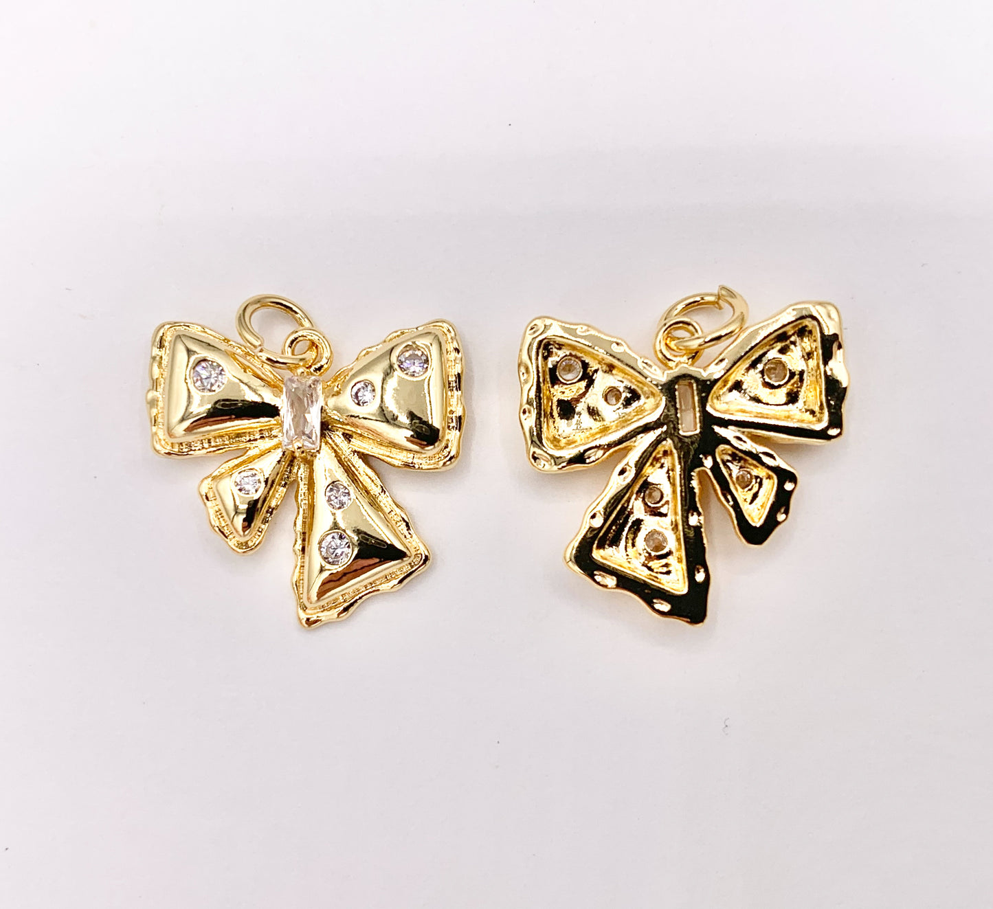 Cute Bowtie Pendant in CZ Pave 18K Gold Plated Over Copper 6PCS