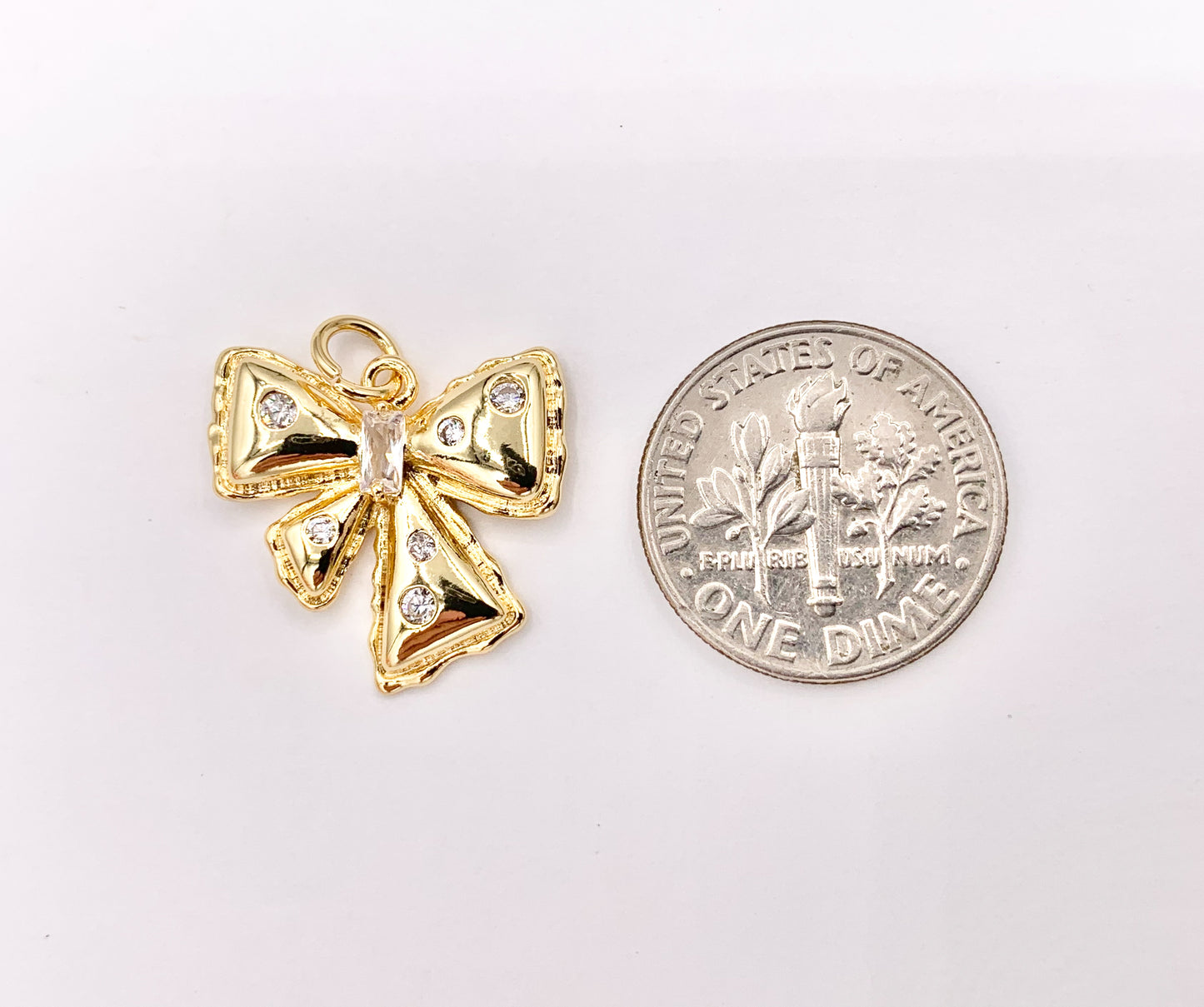 Cute Bowtie Pendant in CZ Pave 18K Gold Plated Over Copper 6PCS