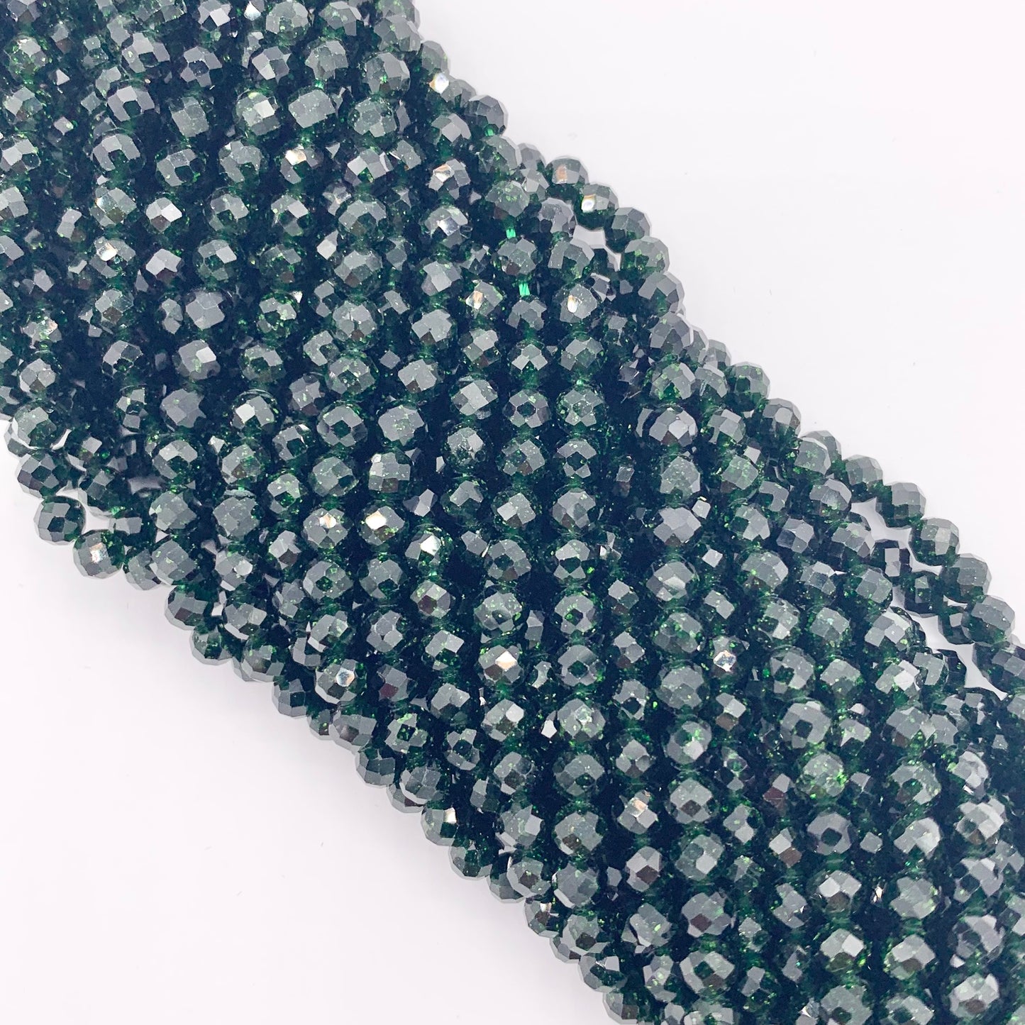 3mm 4mm Glittering Goldstone faceted Round Beads in Brown, Blue & Green Around 14.5"