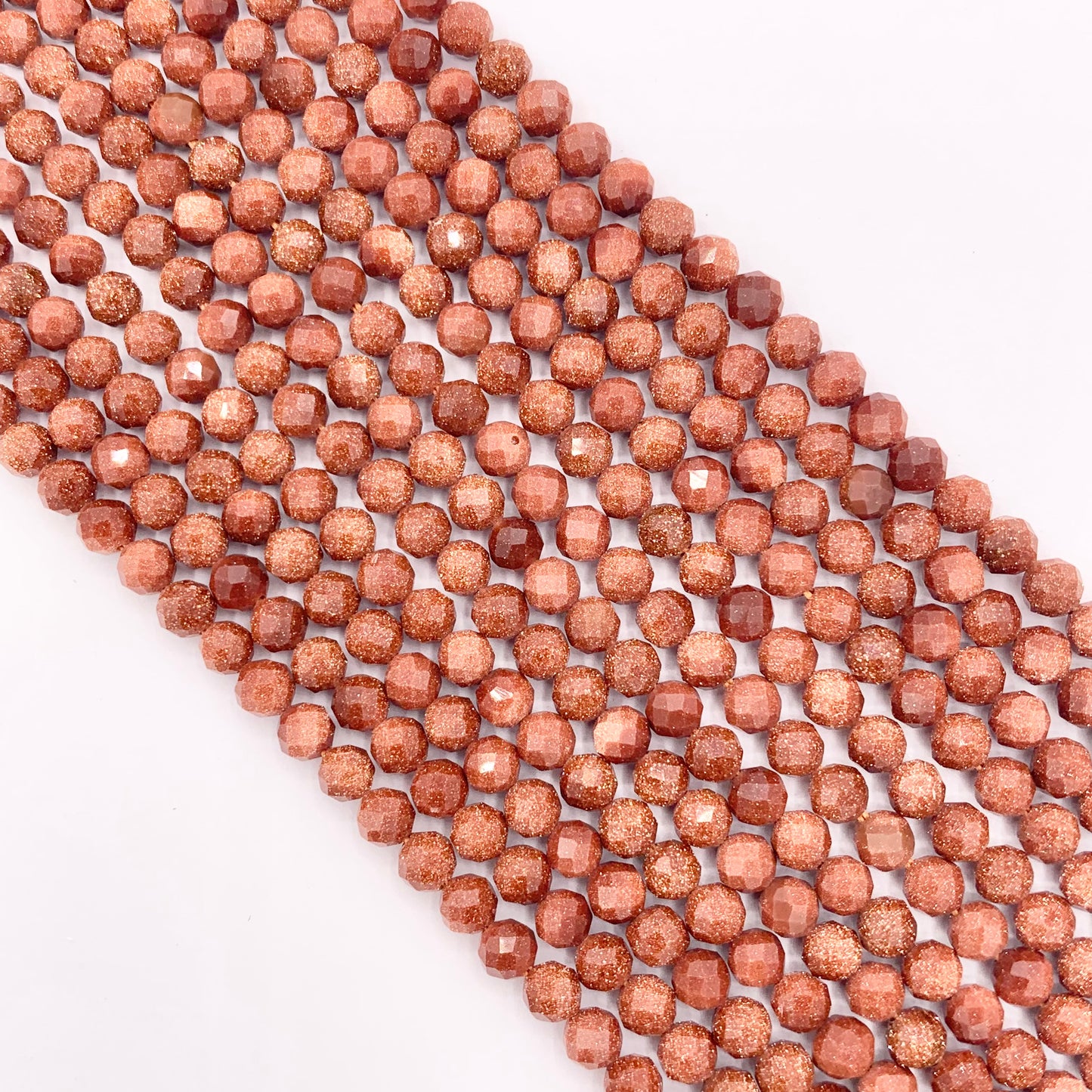 3mm 4mm Glittering Goldstone faceted Round Beads in Brown, Blue & Green Around 14.5"