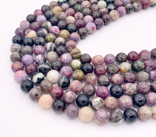 Natural Tourmaline Round Smooth Shiny Natural Gemstone Beads 15" 5mm 6mm 8mm 10-11mm 13mm