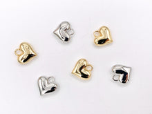 Cargar imagen en el visor de la galería, Cute Puffy Heart Pendant Charms in 18K Gold or Silver Plated Copper 6 PCS
