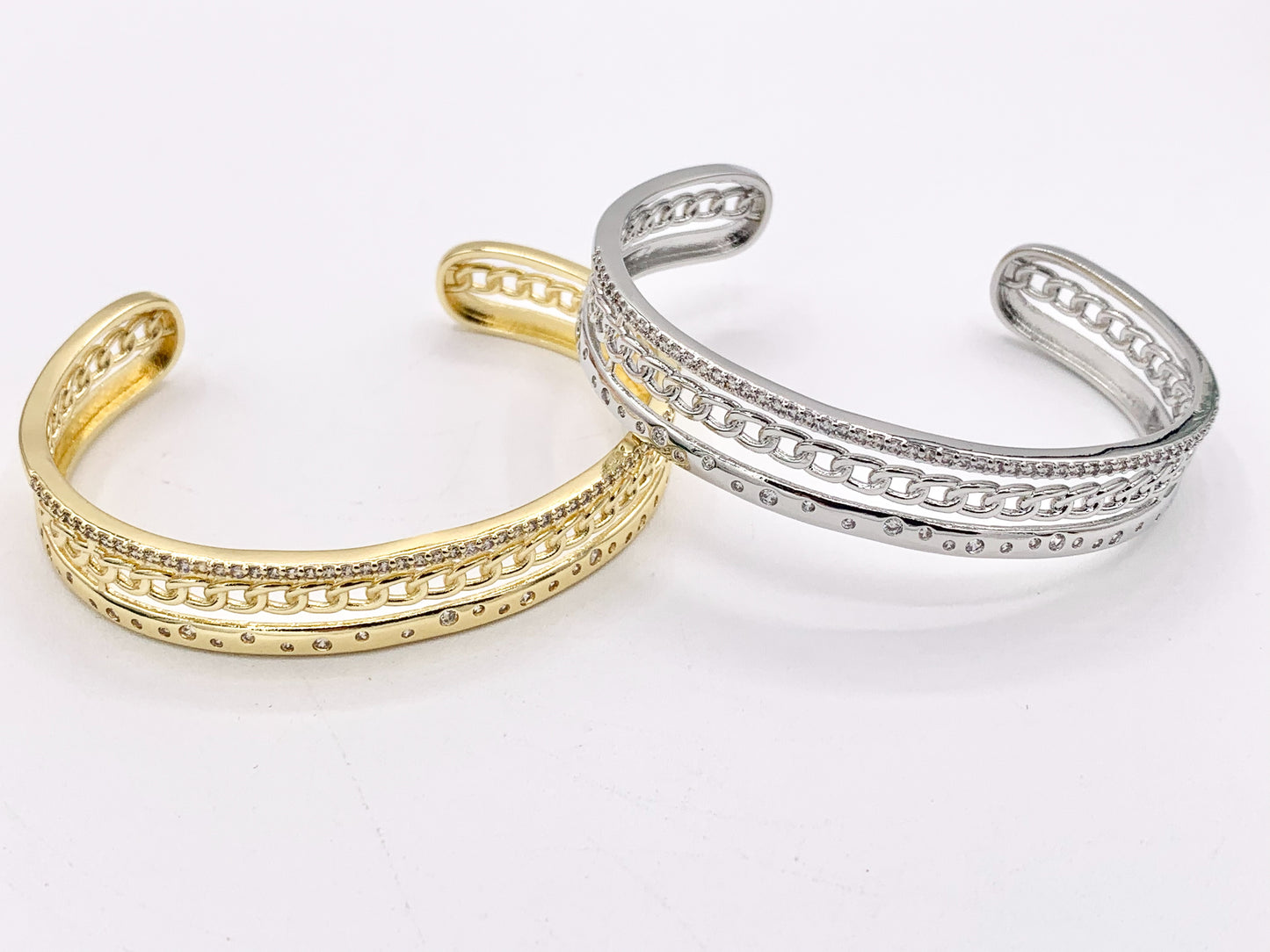 Oval Link Filigree Bracelet Cuff in Gold or Silver Plated Adjustable Bracelet Cuffs over Brass 1 PC