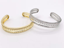 Load image into Gallery viewer, Oval Link Filigree Bracelet Cuff in Gold or Silver Plated Adjustable Bracelet Cuffs over Brass 1 PC
