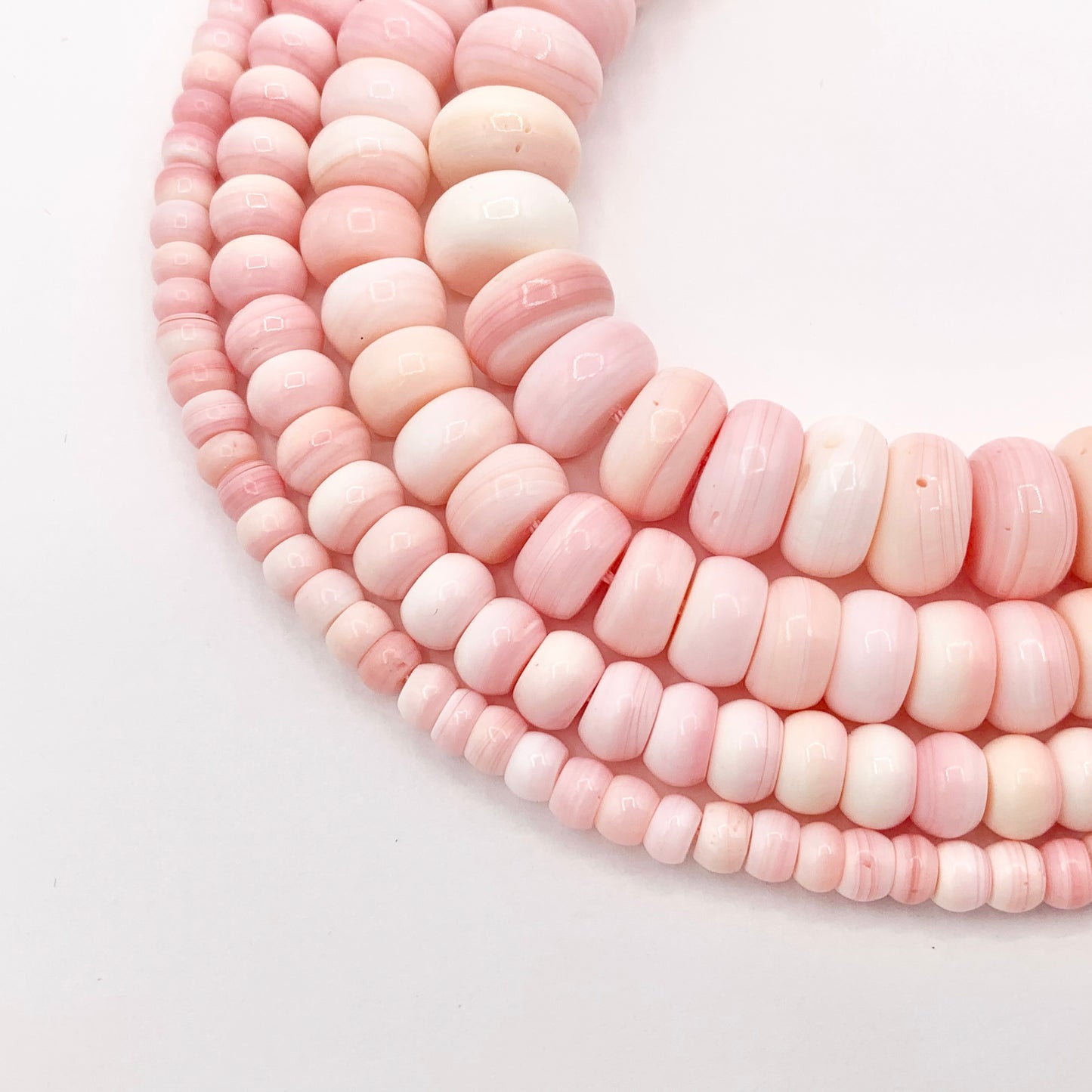 Natural Bahamas Pink Queen Conch Rondelle Beads in 4mm 6mm 8mm 10mm Around 16"
