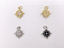 Cargar imagen en el visor de la galería, Micro CZ Starburst Pave Pendant in Real Gold/Platinum 18K Plated Brass 8 PCS
