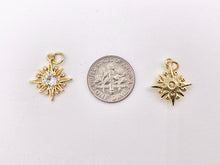 Cargar imagen en el visor de la galería, Micro CZ Starburst Pave Pendant in Real Gold/Platinum 18K Plated Brass 8 PCS
