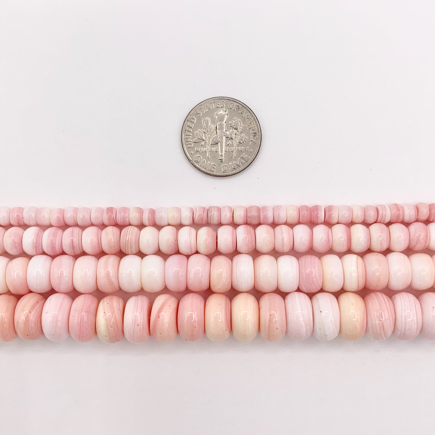 Natural Bahamas Pink Queen Conch Rondelle Beads in 4mm 6mm 8mm 10mm Around 16"