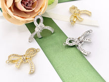 Cargar imagen en el visor de la galería, Cute Luxury Bowtie Connector in CZ Pave 18K Gold/Platinum Plated Over Copper 4 PCS
