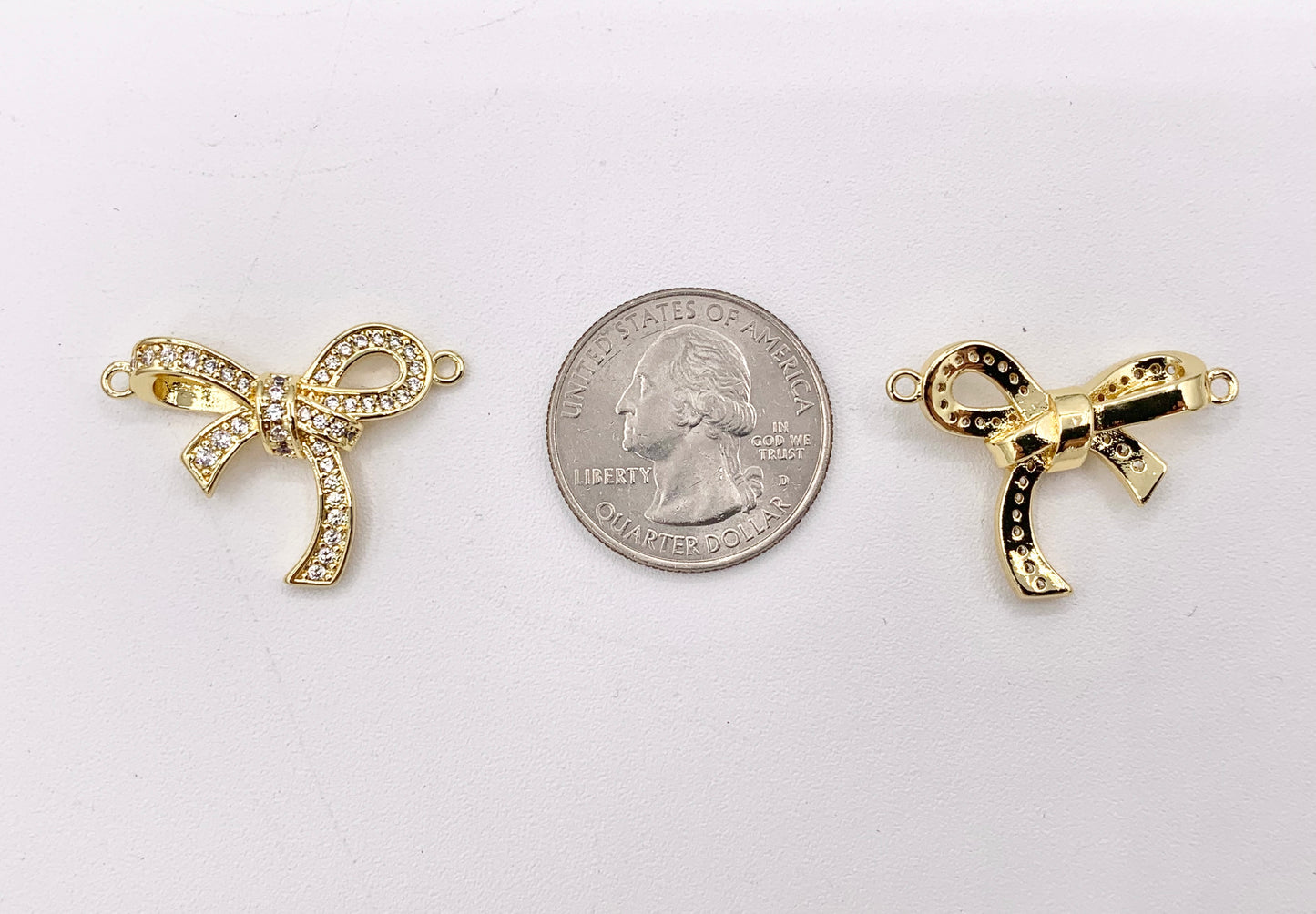 Cute Luxury Bowtie Connector in CZ Pave 18K Gold/Platinum Plated Over Copper 4 PCS
