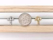 Load image into Gallery viewer, Cute Dainty Cross Studs in CZ Pave 18K Gold/Platinum Plated Over Copper Earrings 5 PAIRS
