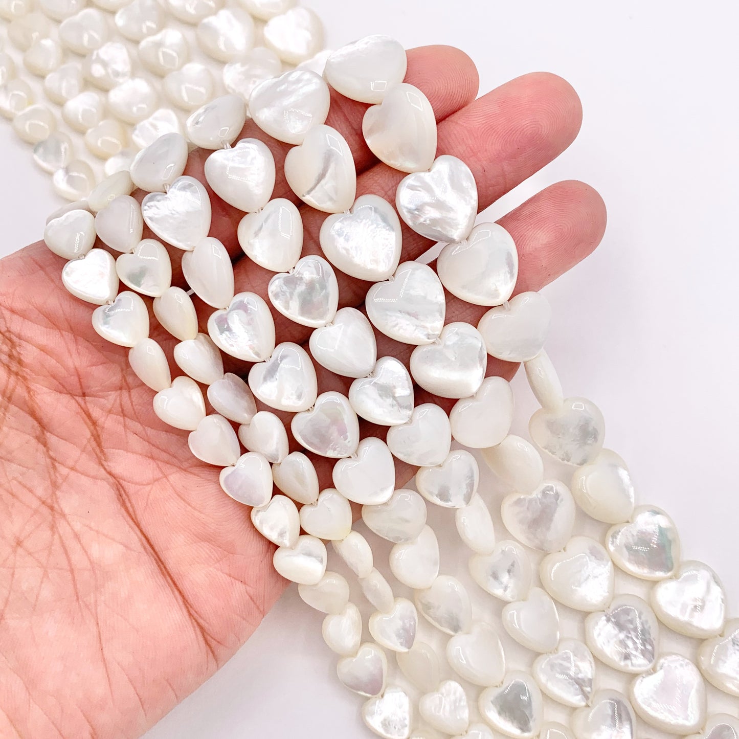 Natural Sea Shell Heart Shape Beads 8mm 10mm 12mm Around 15.5-16"