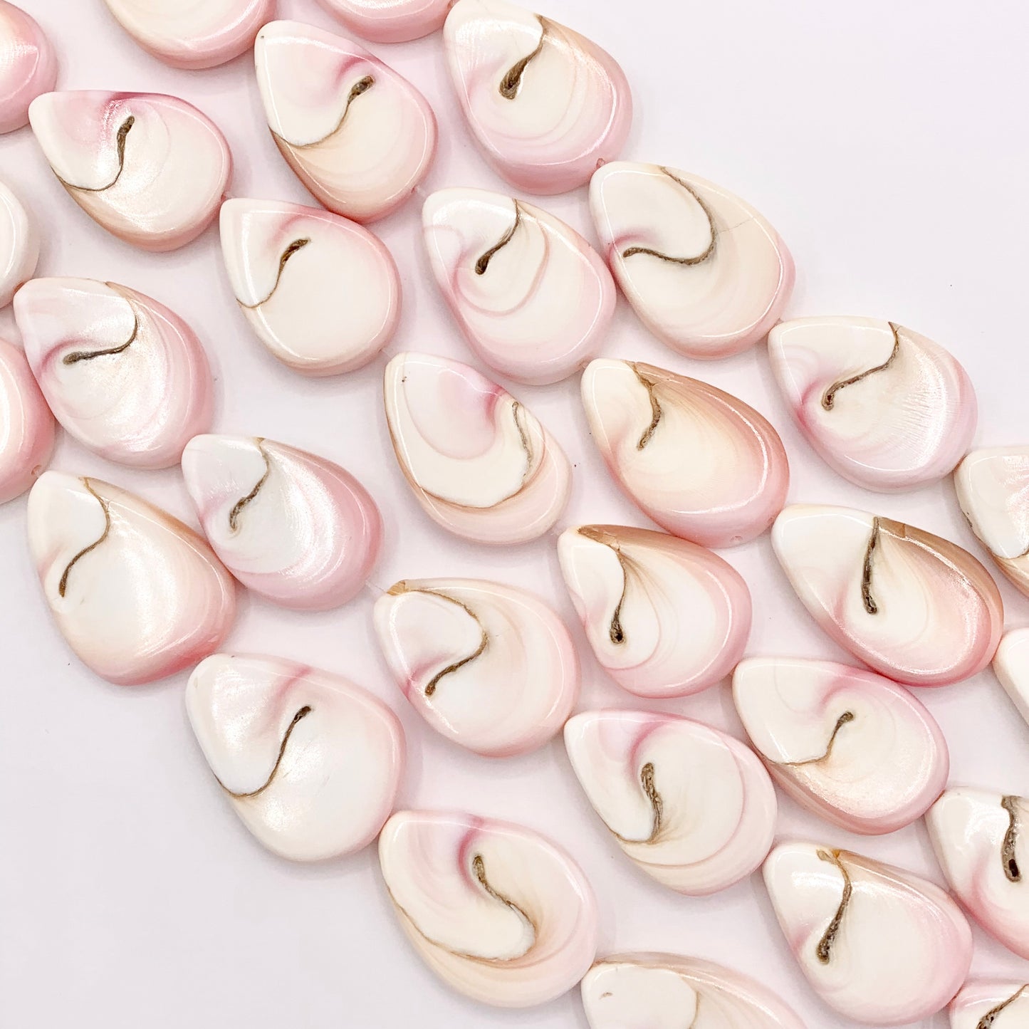 Natural Pink Queen Conch 1" Long Teardrop Beads for Jewelry Making Around 16" Strand