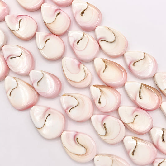 Natural Pink Queen Conch 1" Long Teardrop Beads for Jewelry Making Around 16" Strand