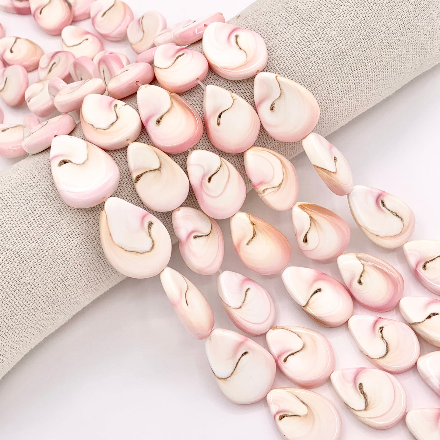 Natural Pink Queen Conch 1" Long Teardrop Beads for Jewelry Making Around 16" Strand