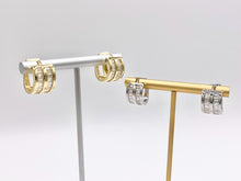 Load image into Gallery viewer, Baguette Micro Pave CZ Earring Hoop Huggies in Real 18K Gold/Silver Plated Copper 3 PAIRS
