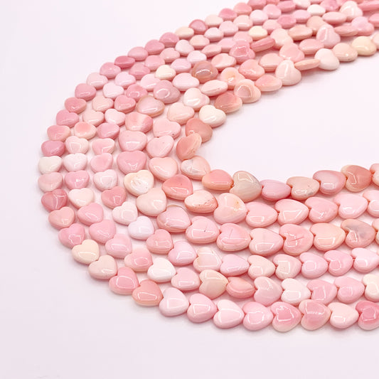 Grade AAA Natural Pink Queen Conch Puffy Heart Beads in 8mm 10mm Around 16"