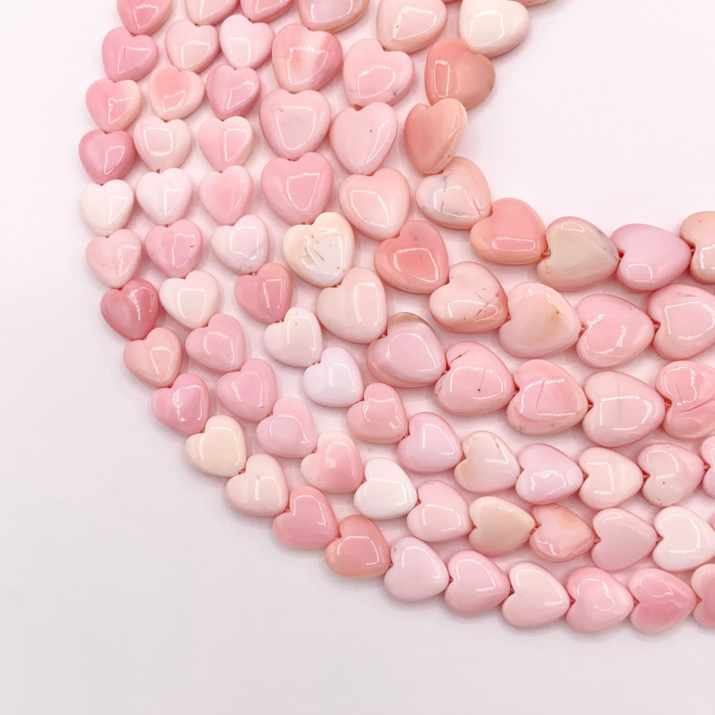 Grade AAA Natural Pink Queen Conch Puffy Heart Beads in 8mm 10mm Around 16"