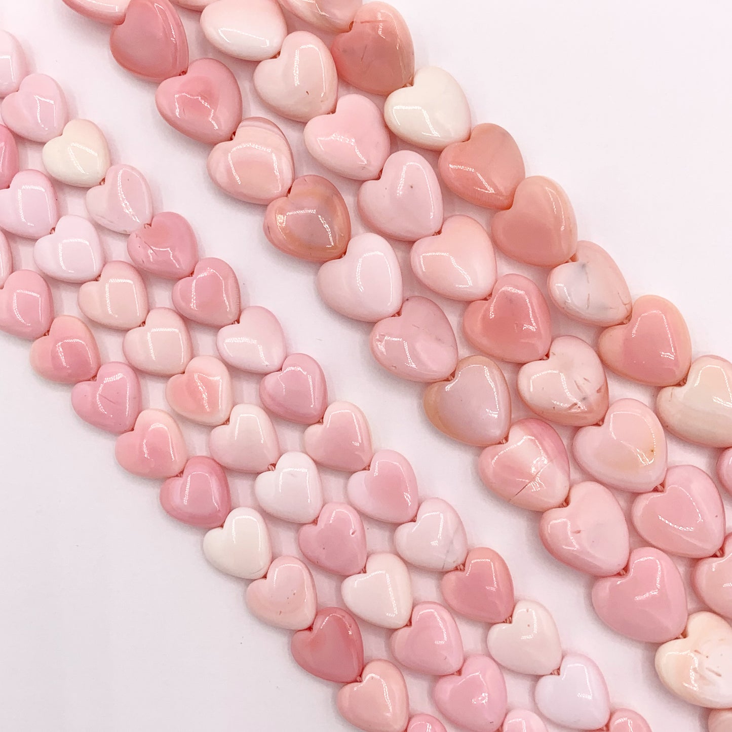 Grade AAA Natural Pink Queen Conch Puffy Heart Beads in 8mm 10mm Around 16"