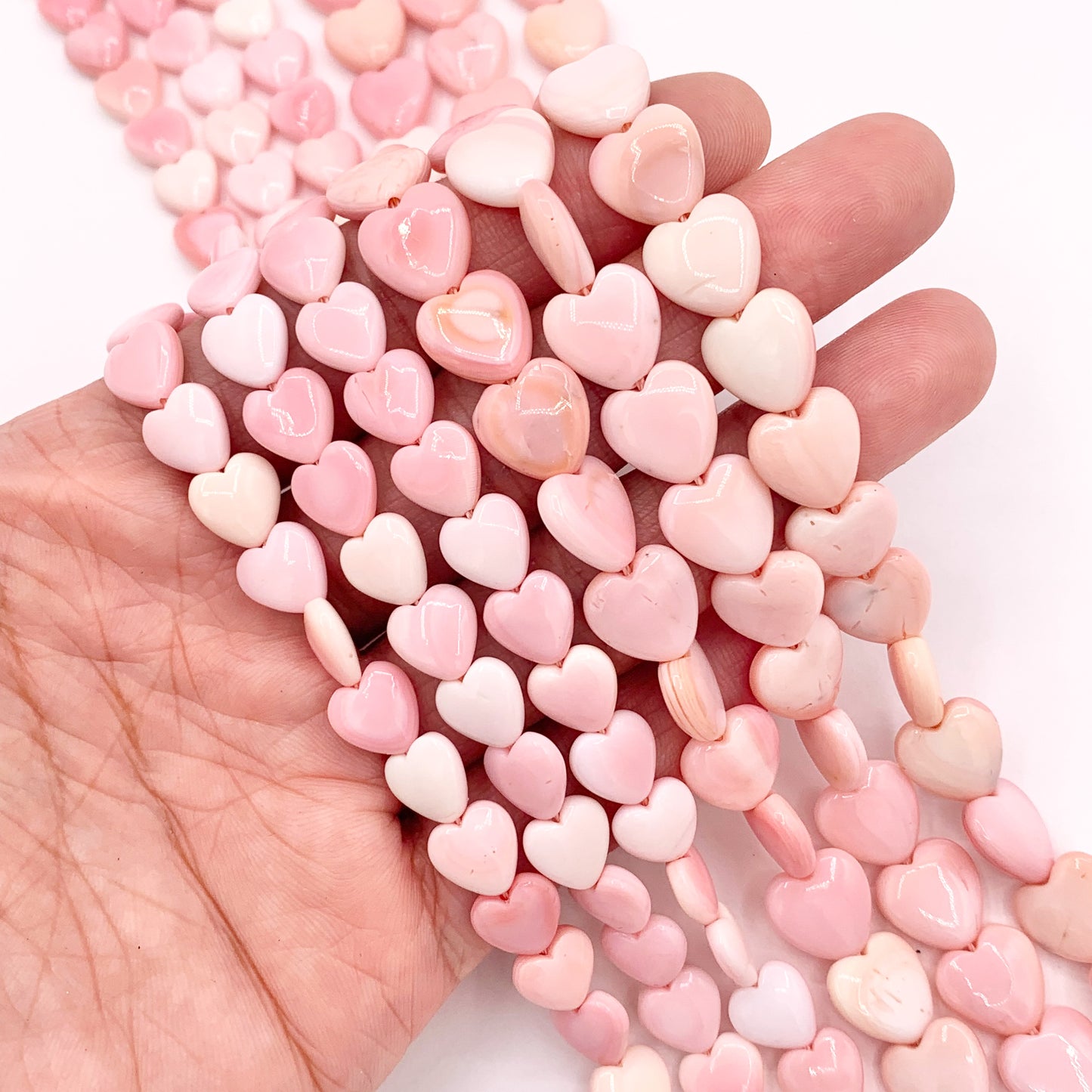 Grade AAA Natural Pink Queen Conch Puffy Heart Beads in 8mm 10mm Around 16"