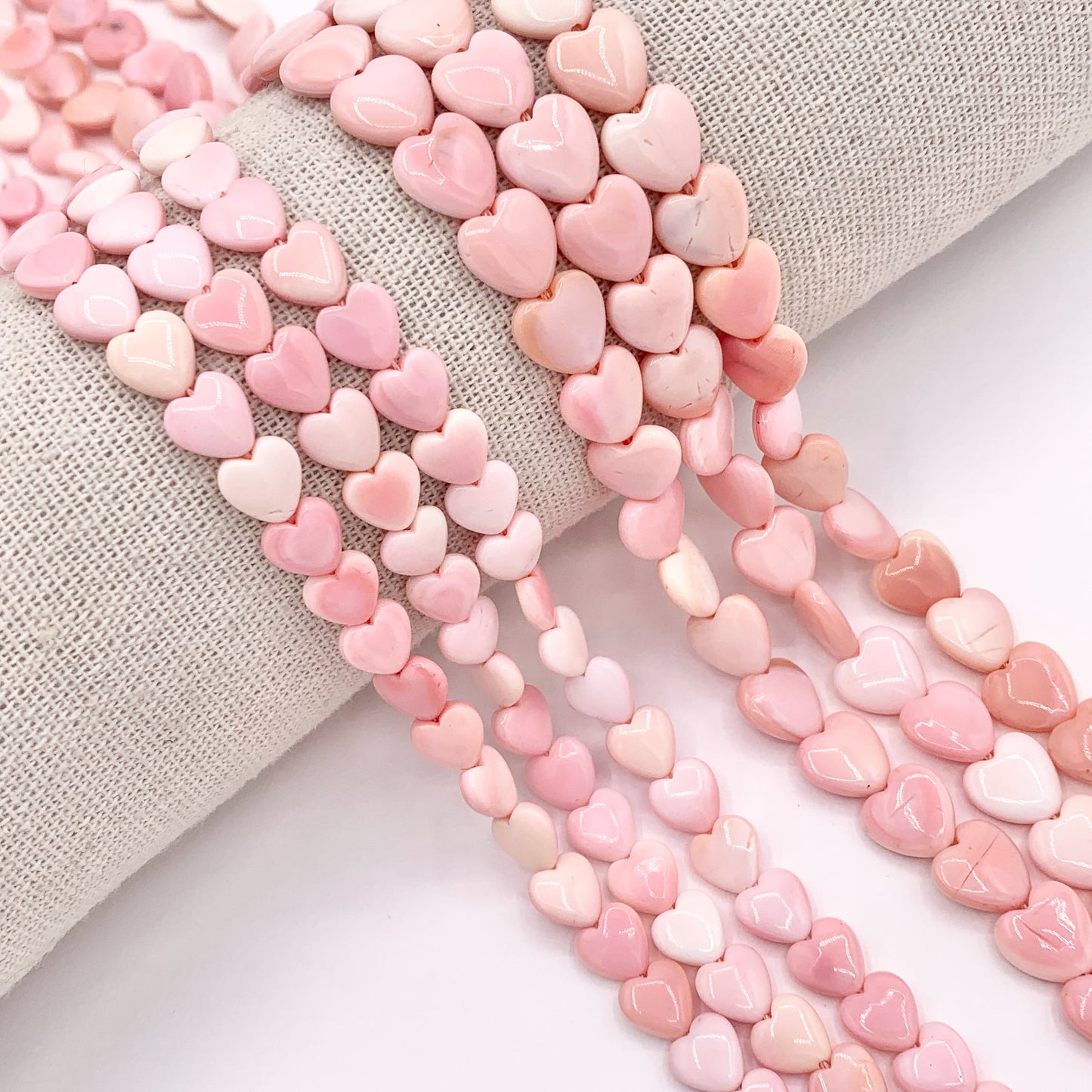 Grade AAA Natural Pink Queen Conch Puffy Heart Beads in 8mm 10mm Around 16"