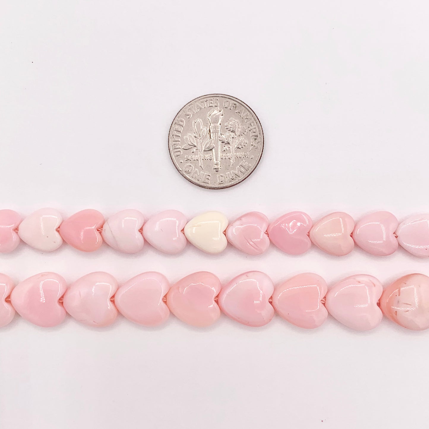 Grade AAA Natural Pink Queen Conch Puffy Heart Beads in 8mm 10mm Around 16"